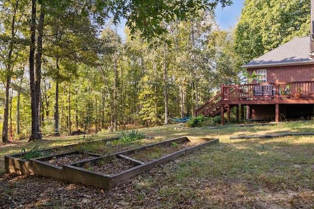 view of yard with a deck