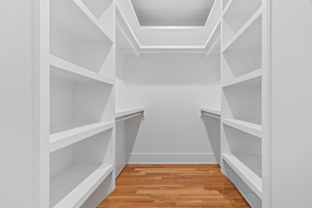 walk in closet featuring light hardwood / wood-style flooring