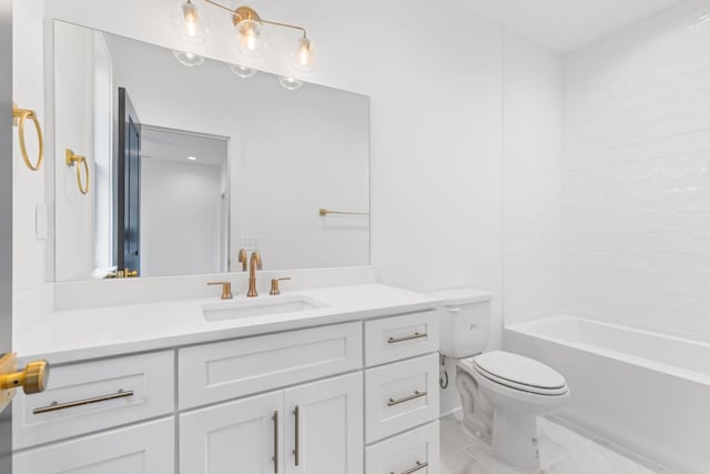 full bathroom featuring vanity, toilet, and tub / shower combination