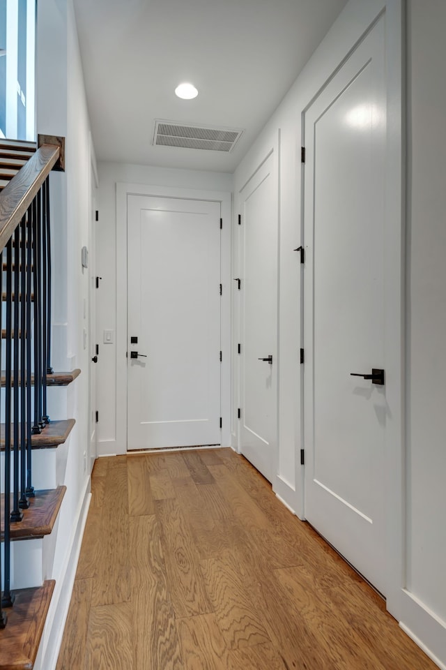 interior space with light hardwood / wood-style flooring