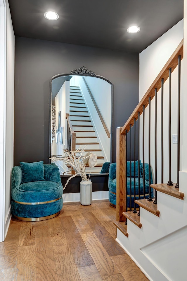 2176 Carson St Unit 23, Nashville, TN 37211 - stairway with wood finished floors and recessed lighting