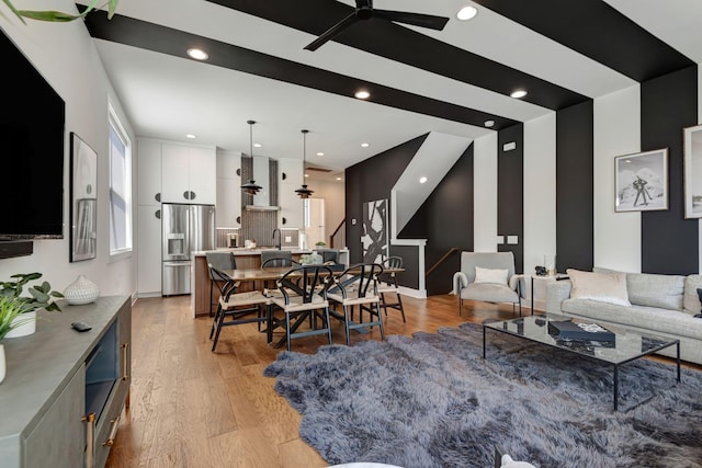 2176 Carson St Unit 23, Nashville, TN 37211 - living room with ceiling fan, light wood-type flooring, and recessed lighting