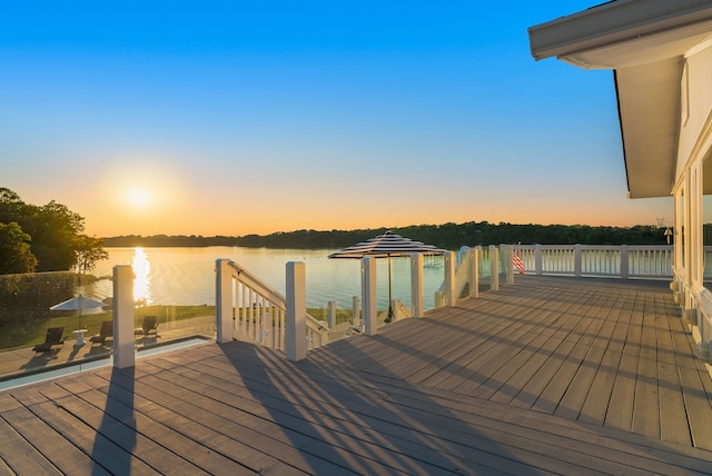 dock area featuring a water view