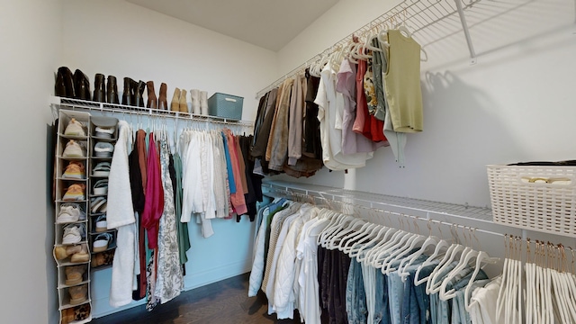 spacious closet featuring hardwood / wood-style flooring