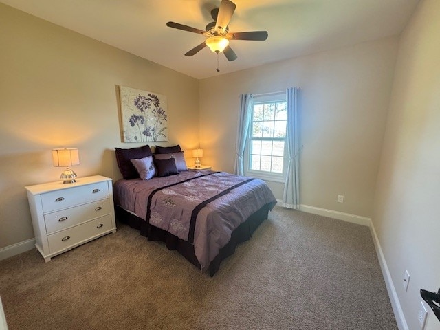 bedroom featuring carpet flooring and ceiling fan