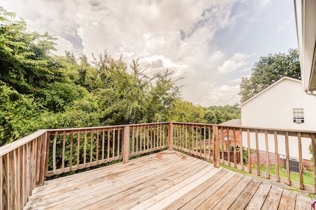 wooden deck with central AC