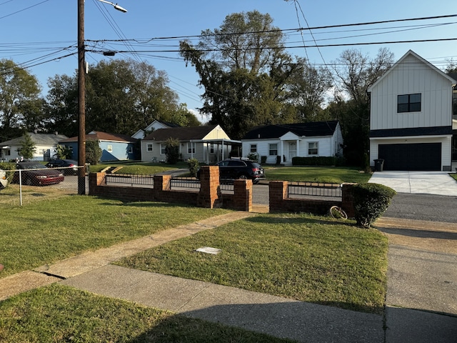 view of yard featuring a garage