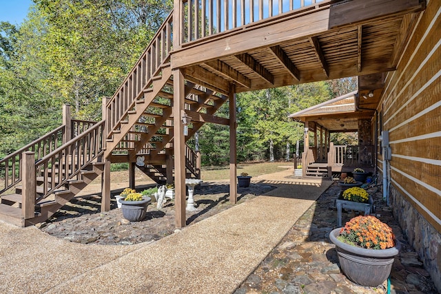 view of patio with a wooden deck