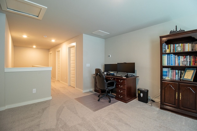 view of carpeted home office