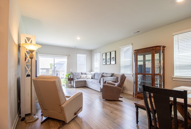 living room featuring light hardwood / wood-style floors