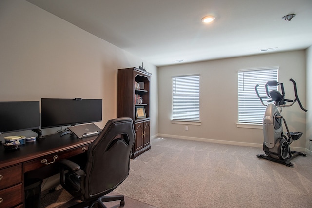 office featuring light colored carpet