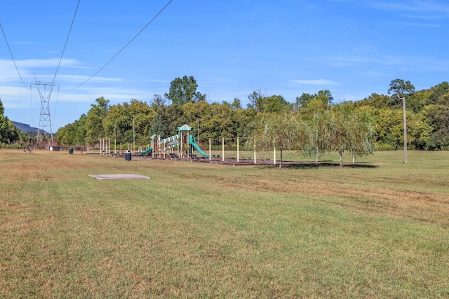 view of yard with a playground