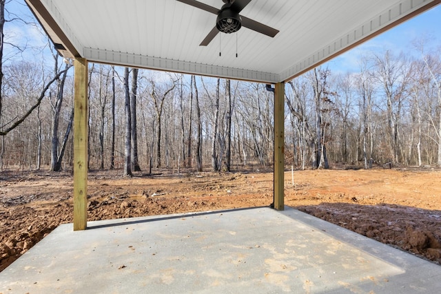 view of patio featuring ceiling fan