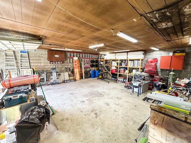 garage featuring a workshop area