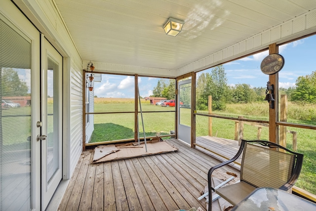 view of unfurnished sunroom