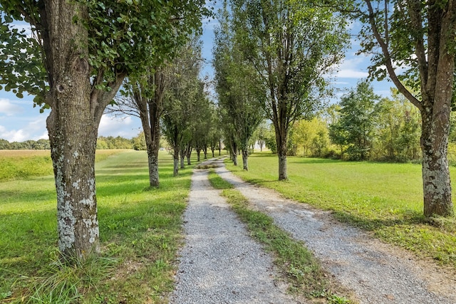 exterior space with a rural view and a lawn