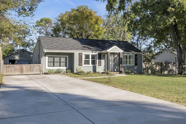 ranch-style house with a front lawn