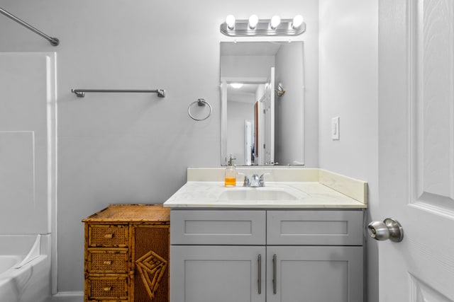 bathroom with shower / washtub combination and vanity