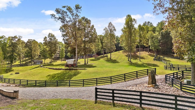 view of home's community featuring a yard and a rural view