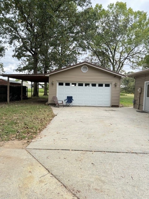 garage with a carport