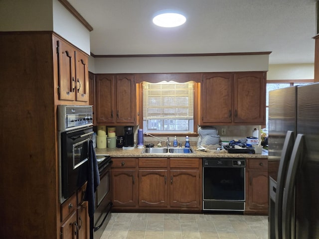 kitchen with sink and black appliances