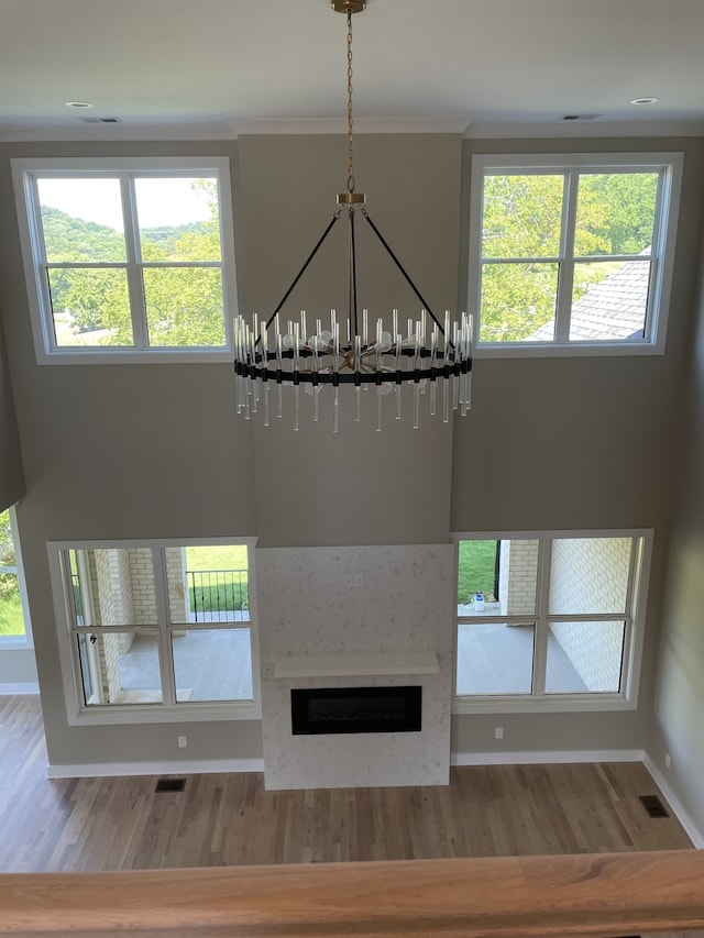 unfurnished living room with a wealth of natural light and wood-type flooring