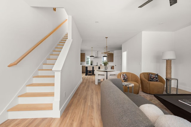 living room featuring light hardwood / wood-style flooring