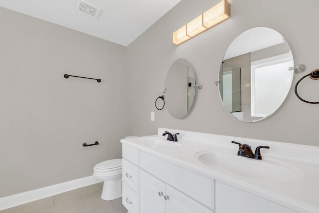 bathroom with tile patterned floors, vanity, and toilet