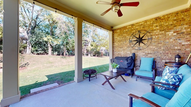 view of patio / terrace with ceiling fan