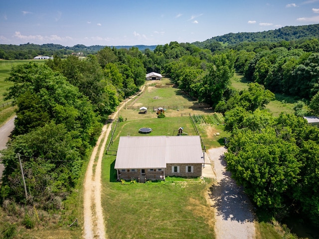 drone / aerial view with a rural view