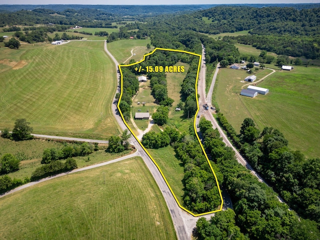 aerial view featuring a rural view