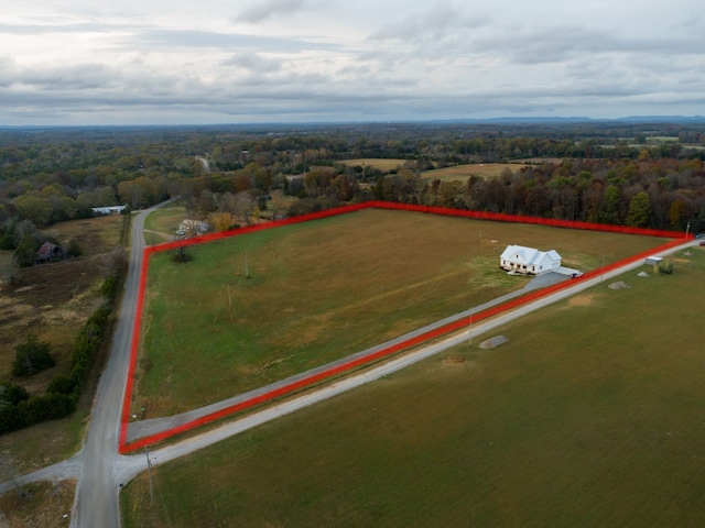 bird's eye view featuring a rural view