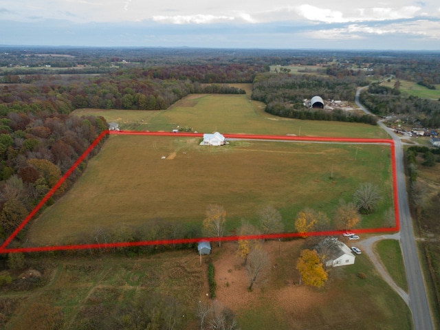 bird's eye view with a rural view