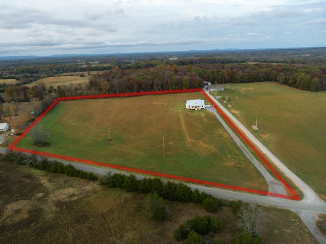 bird's eye view featuring a rural view