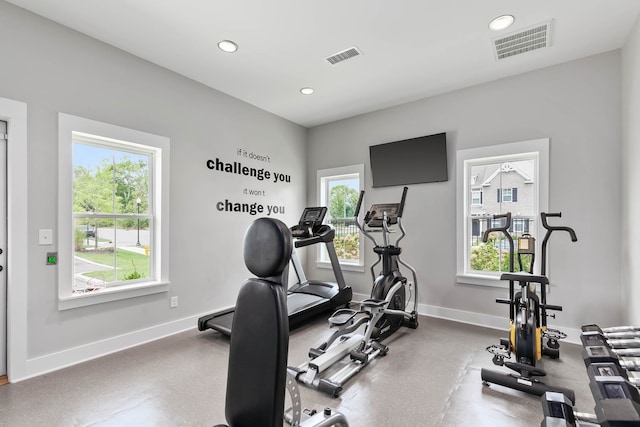 exercise area with a wealth of natural light