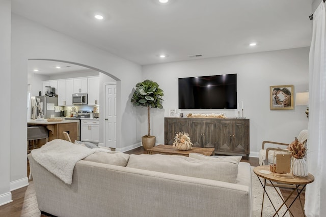 living room featuring hardwood / wood-style flooring