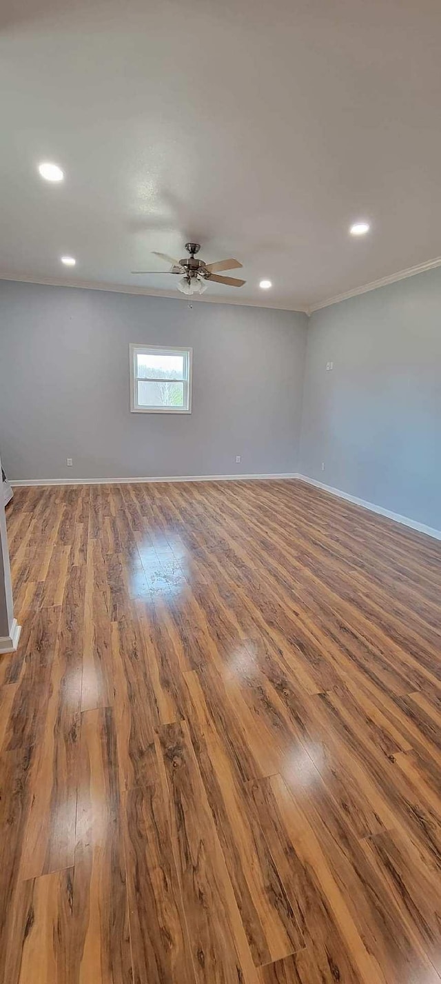 2175 Winsett Rd, Springville, TN 38256 - empty room with baseboards, recessed lighting, ceiling fan, and hardwood / wood-style flooring