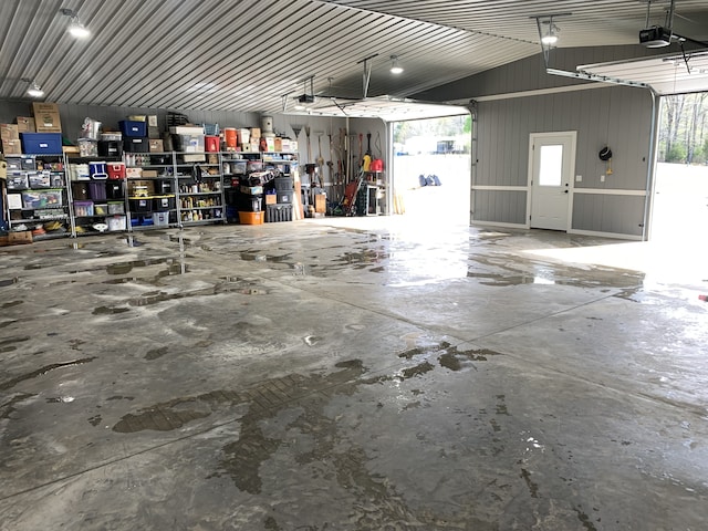 garage with a garage door opener