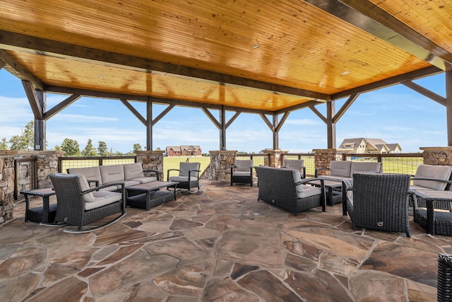 view of patio / terrace featuring a gazebo and outdoor lounge area