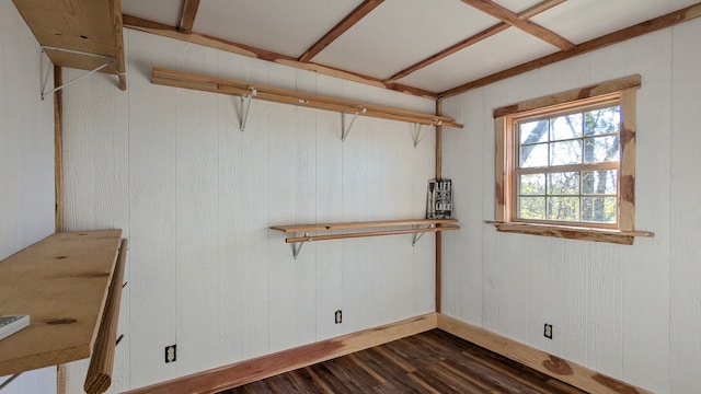 interior space with dark hardwood / wood-style floors