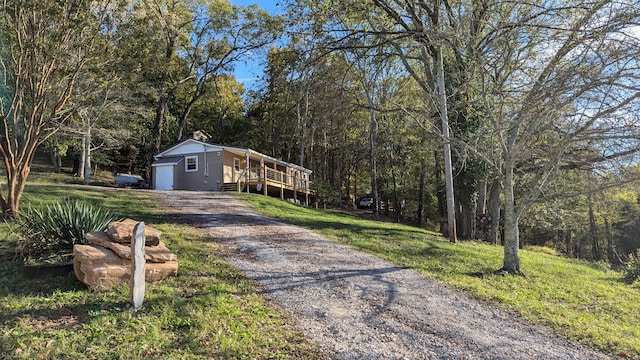 view of front of home with a deck