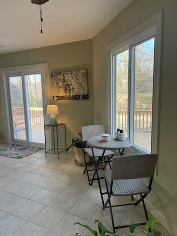 tiled dining area featuring a wealth of natural light