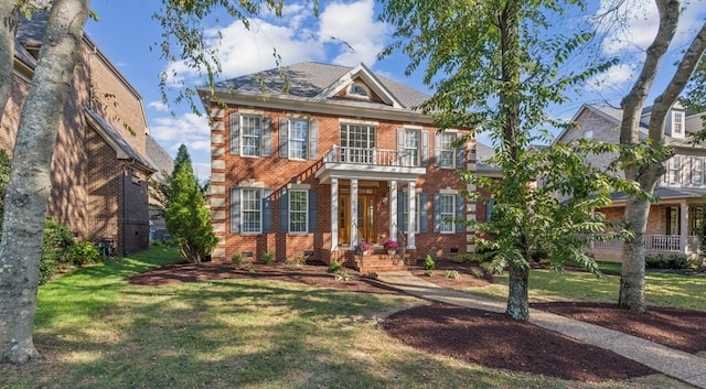 colonial house with a front lawn