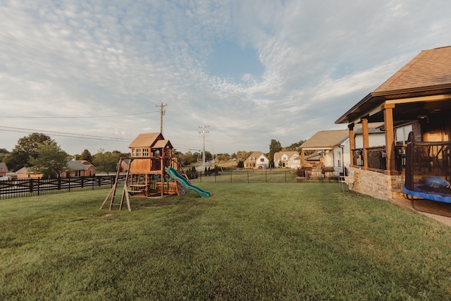 view of playground featuring a yard