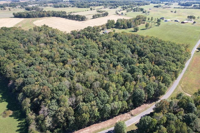 birds eye view of property featuring a rural view