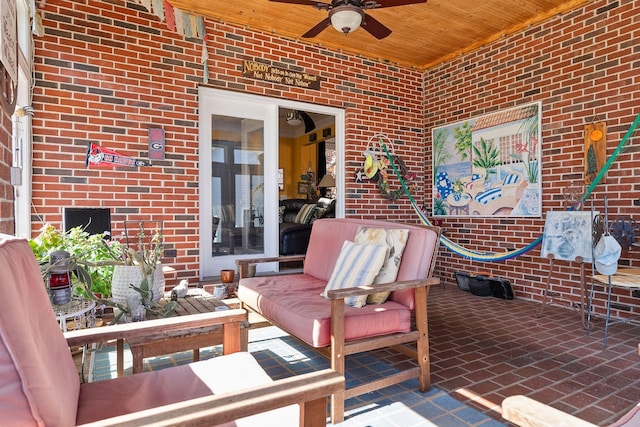 view of patio featuring a ceiling fan