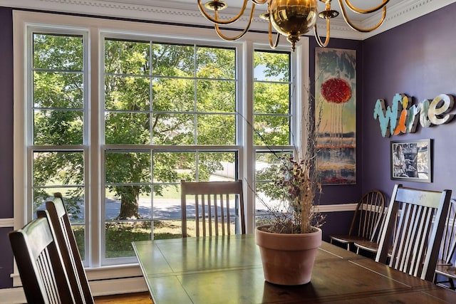 dining room featuring a notable chandelier