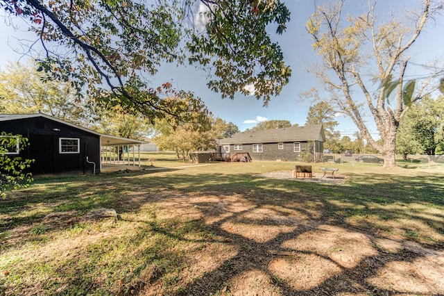 view of yard featuring a deck