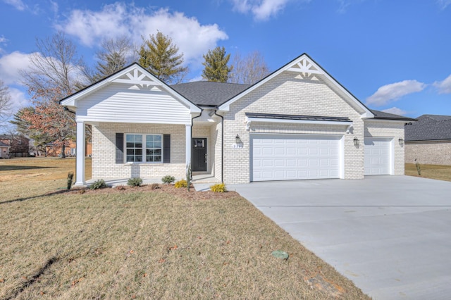 single story home with a garage and a front yard