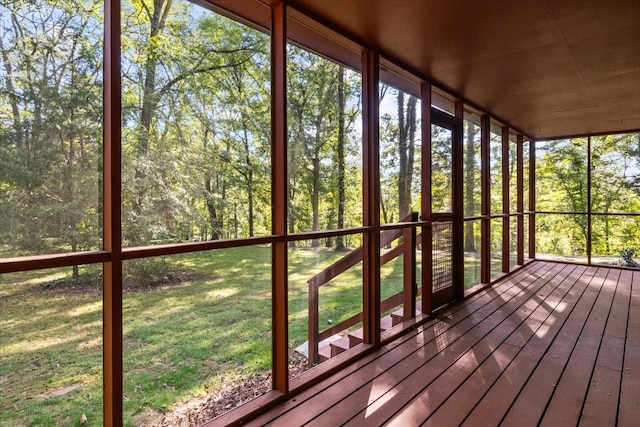 view of unfurnished sunroom